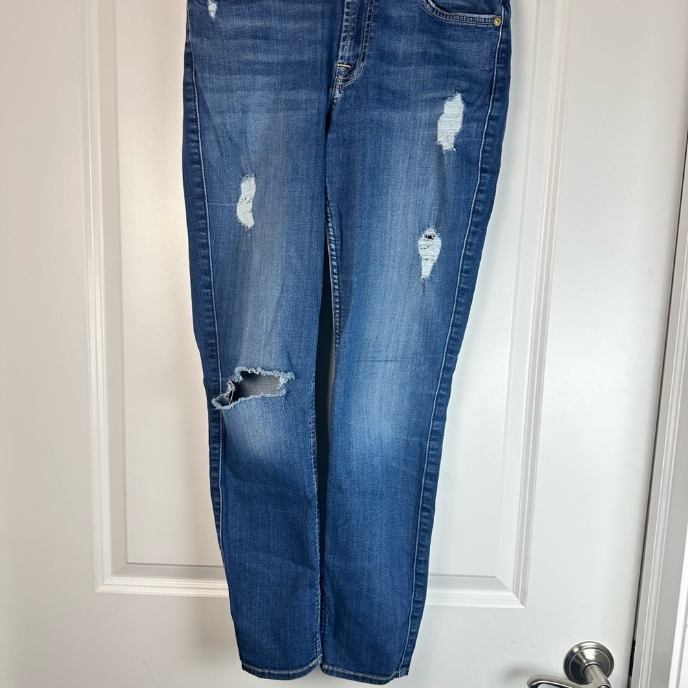 7 For All Mankind Ankle Skinny Distressed Jeans Women’s 28 Medium Wash - Picture 5 of 8